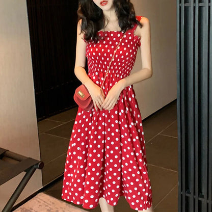 Women's Dresses 2026 Summer Fashion Loose None Sleeve Polka Dot Shoulder Plus Size Casual Dress Sexy Dress