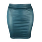 Women Mini/Long Skirt Solid Color High Waist Slim Fit Skinny Matte Faux Leather Cozy Commuter Bodycon Skirt Streetwear