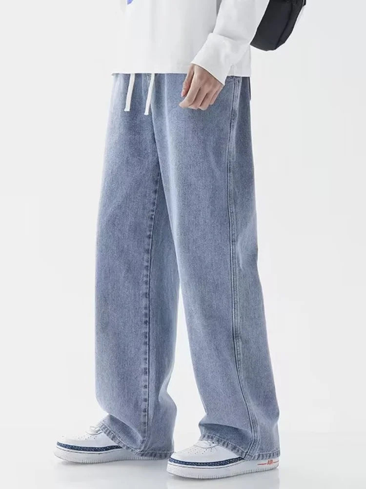 2026 Hot Selling Korean Men's Casual Long Denim Classic Men's Straight Leg High Street Denim Wide Leg Pants
