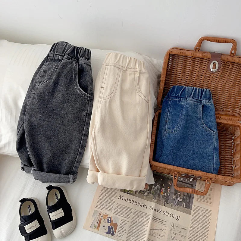 MILANCEL Baby Pants Solid Kids Jeans Casual  Boys Denim Pants Soft  Girls Fashion Trousers