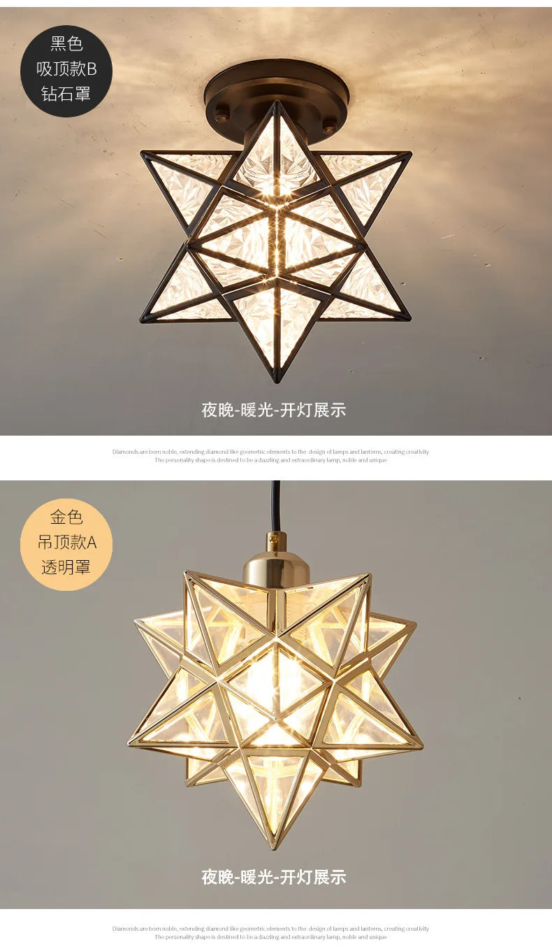 Lamps for Living Room Decor Five-pointed chandelier Modern Balcony Corridor Porch Fashion Network Red Star  Ceiling Light