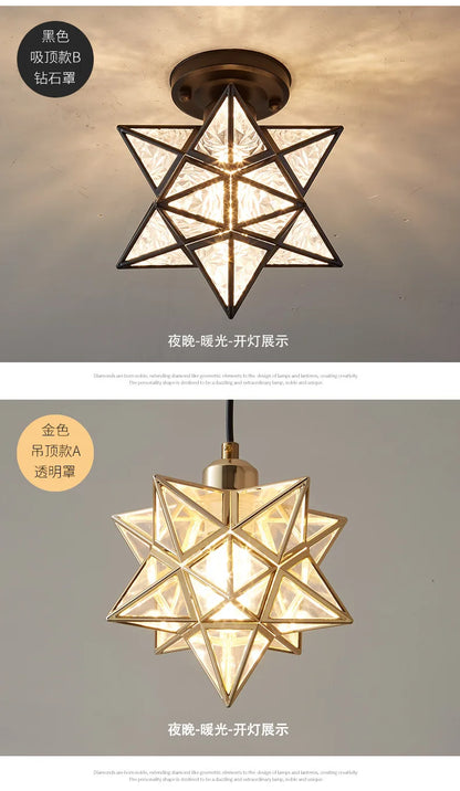 Lamps for Living Room Decor Five-pointed chandelier Modern Balcony Corridor Porch Fashion Network Red Star  Ceiling Light