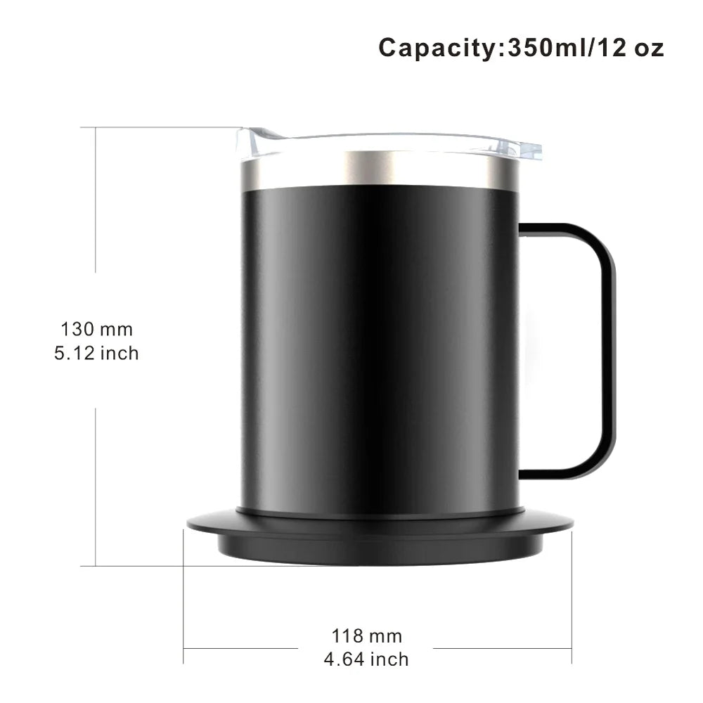 Self-Heating Coffee Mug - 12oz USB Electric Heated Mug Heat 131-149℉ Smart Warming Travel Mug Double Layer Food Grade Cup Warmer