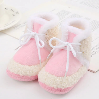 Baywell Cute Cartoon Animal Newborn Baby Boots Winter Plush Snow Booties for Boy Girl Soft Soled Comfortable Warming Shoes