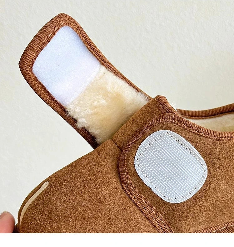 Baby New Winter Snow Boots Warm Plush Leather Toddler Shoes Fashion Boys Girls Anti-slip Rubber Sole Baby Sneakers Infant Boots