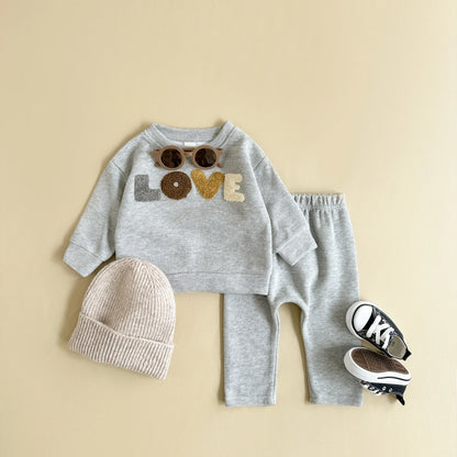 Newborn Baby Clothes Infant Outfit Boy Girl Sweatshirt Spring Autumn Top Pants Letter Long Sleeve 2Pcs Kids Children Clothes Set
