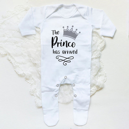 The Prince Has Arrived Print Baby Baby grow Sleepsuit Vest Bodysuit Newborn Boys Coming Home Hospital Clothes Infant Shower Gift
