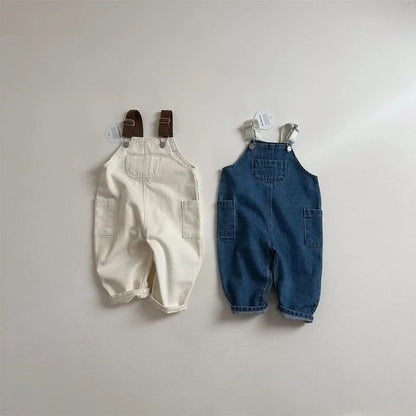 Baby Clothing Simple All Match Denim Overalls 2025 Spring and Autumn New Fashion Casual Pants Boys Girls Baby Loose Pants