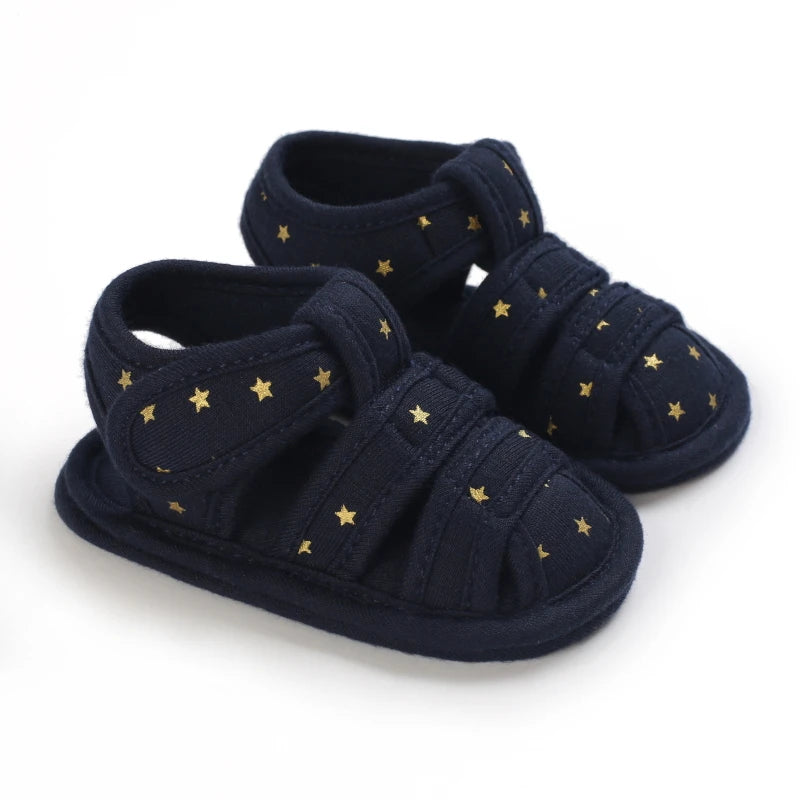Lucky Blue Newborn Infant Toddler Boy Girl Casual Breathable Soft Cloth Bottom  Anti-slip PU Leather First Walkers Canvas Shoes