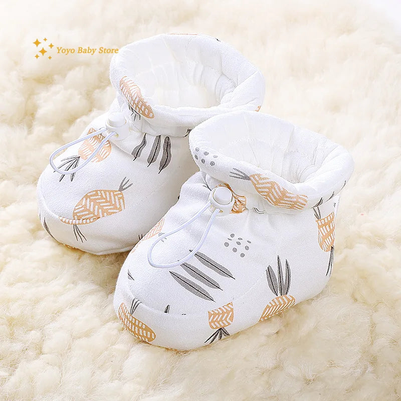 Newborn Baby Shoes for Boys Girls Winter Warm Thicken Plush Toddler Shoes Soft Sole Kids Short Booties Infant First Walker