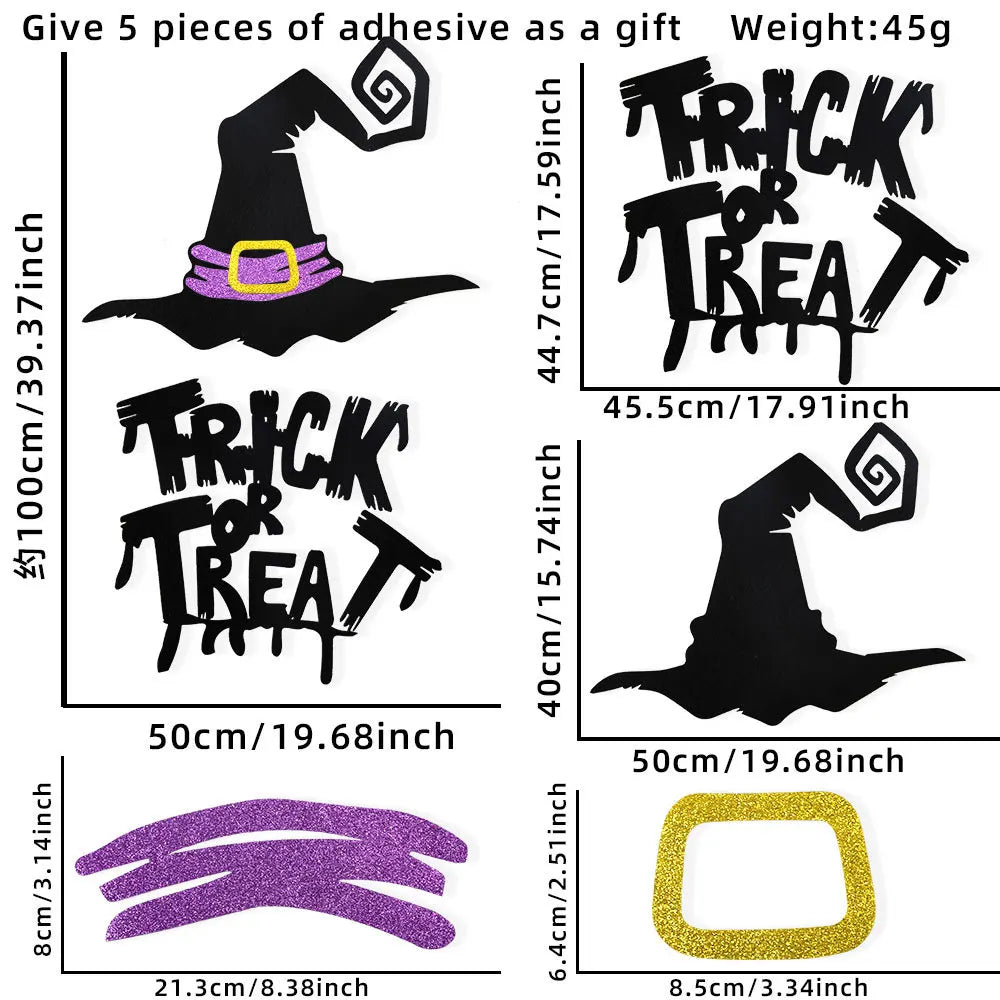 Halloween decoration room door stickers window décor skeleton hand pumpkin DIY devil witch hat glass window stickers ghost