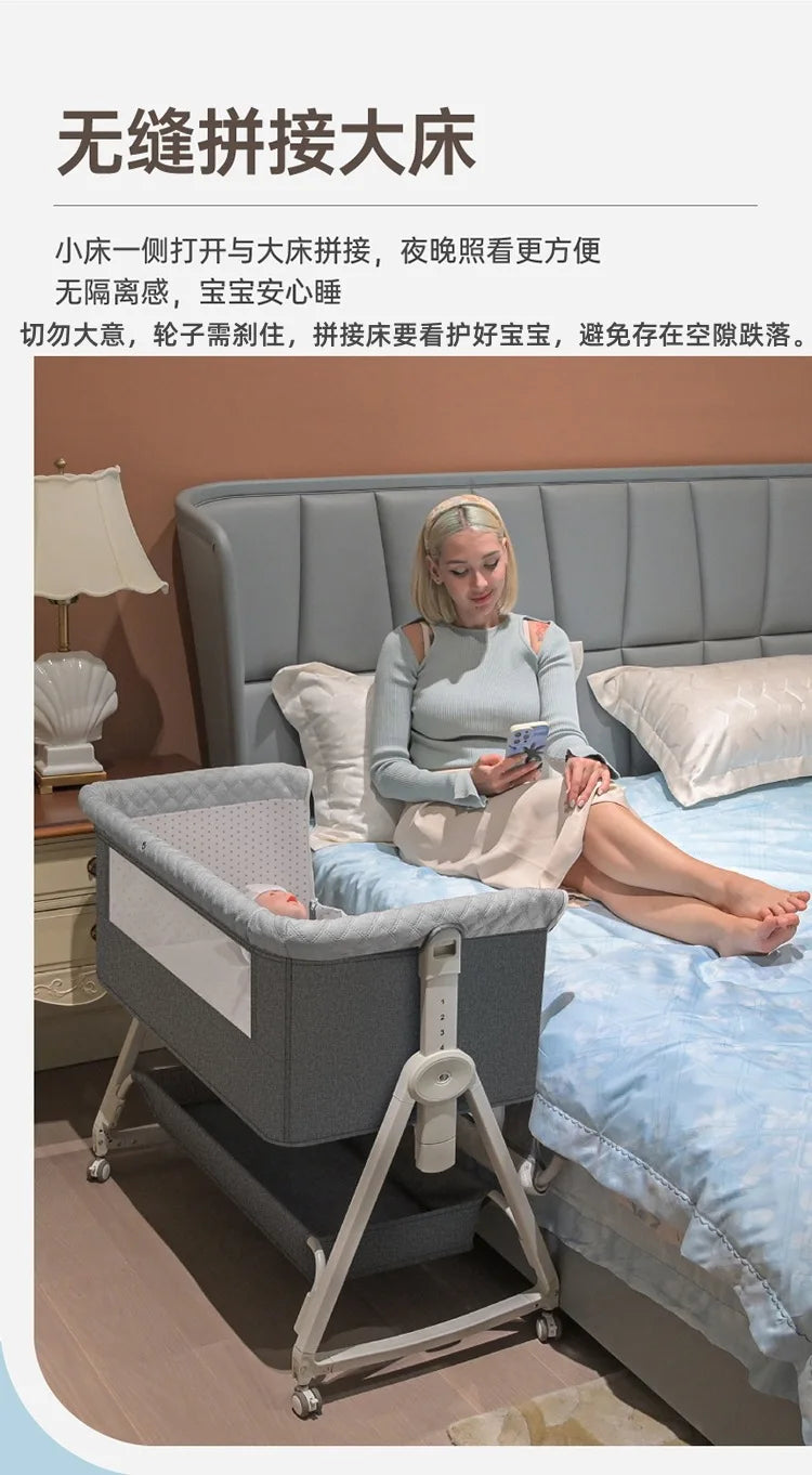 Baby Bed Crib Portable Bassinet Bedside Liftable Cradle Bed Playpen Newborn With Changing Table Storage Bag Mosquito Net