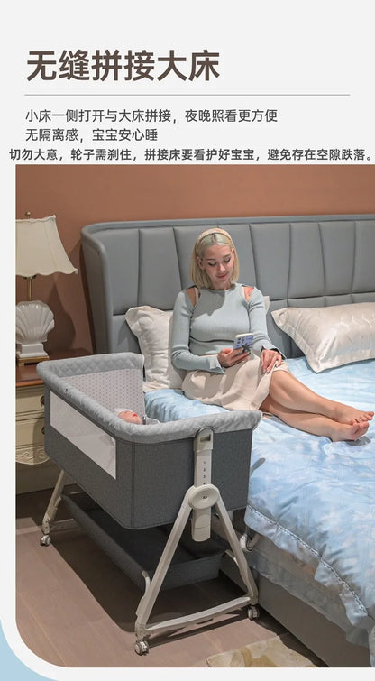 Baby Bed Crib Portable Bassinet Bedside Liftable Cradle Bed Playpen Newborn With Changing Table Storage Bag Mosquito Net
