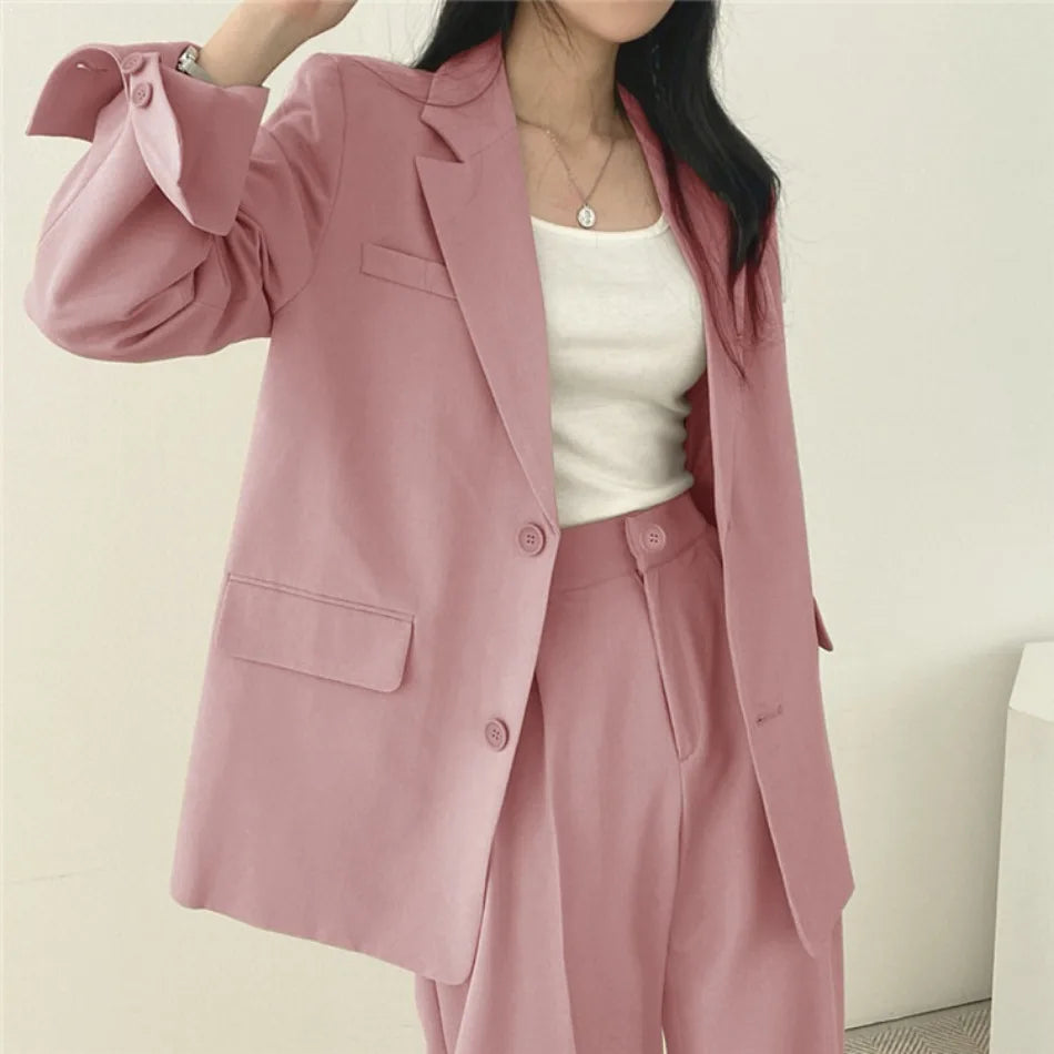 Korean Fashion Spring Women's Suits Casual Top Trousers 2 Piece Sets Women's Outfits Coats Slim Fit Blazers for Women Clothing