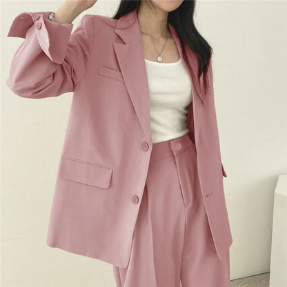 Korean Fashion Spring Women's Suits Casual Top Trousers 2 Piece Sets Women's Outfits Coats Slim Fit Blazers for Women Clothing
