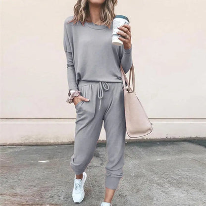 Women Autumn Casual Tracksuits 2026 Solid Color Loose Pullover Hoodies Two Piece Set Female Long Sleeve Tops Pants Sportswear