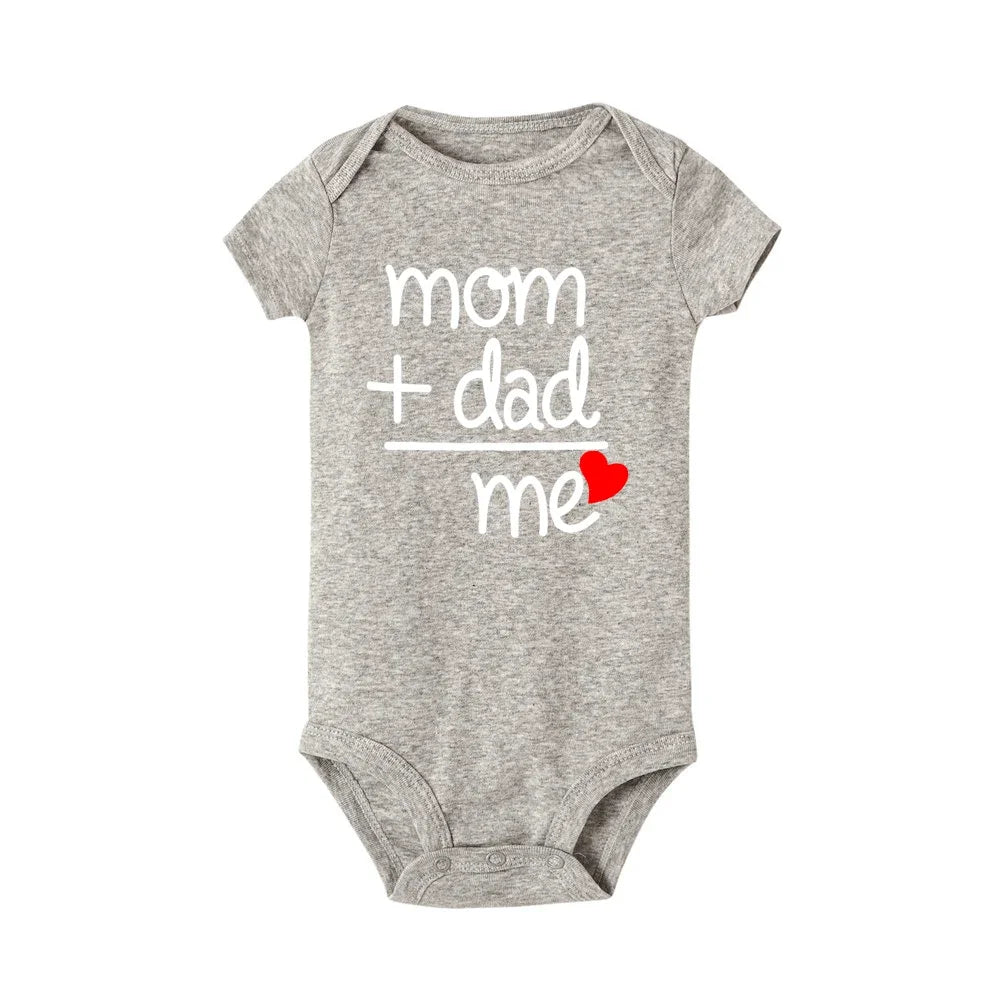 Mom Plus Dad Equals Me Baby Romper Clothes Boy Girl Newborn Bodysuit Toddler Infant Funny Cute Rompers Jumpsuit Outfits