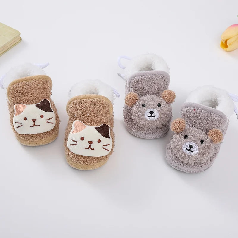 Winter Snow Baby Boots Newborn Toddler Warm Boots Winter First Walkers Baby Girls Boys Shoes Soft Sole Cute Cartoon Snow