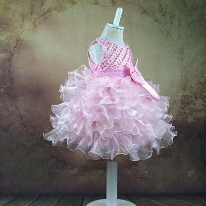 Tutu Beading Flower Baby Girl Dress For Wedding Party Sleeveless Infant Baby Dresses For 1st Birthday Toddler Baptism Clothes
