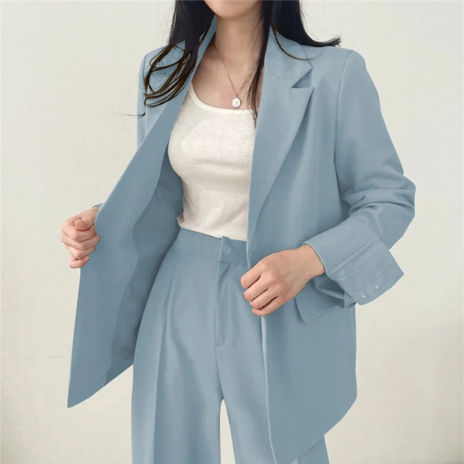 Korean Fashion Spring Women's Suits Casual Top Trousers 2 Piece Sets Women's Outfits Coats Slim Fit Blazers for Women Clothing