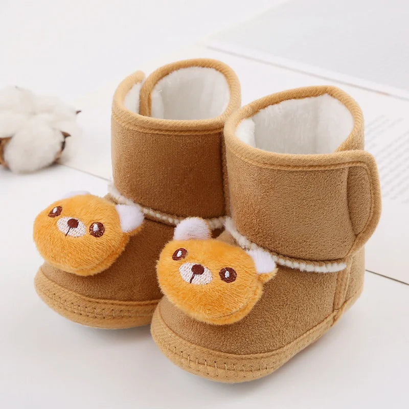Winter Newborn Baby Boots Shoes Cute Cartoon Boy Girl Toddler Plush Snow Booties Warm Infant Crib Shoes Infant First Walkers