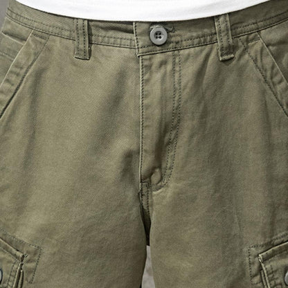 Multi Pockets Button Flying Summer Shorts Mid Rise Solid Color Straight Cargo Shorts Streetwear