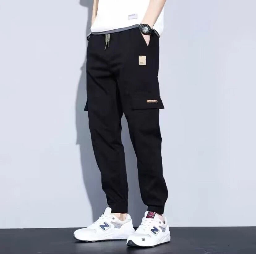 Men Pants Soft Fabric Multi Pockets Elastic Waist Spring Summer Cargo Pants Wear-resistant Jogger Trousers Simple Clothes