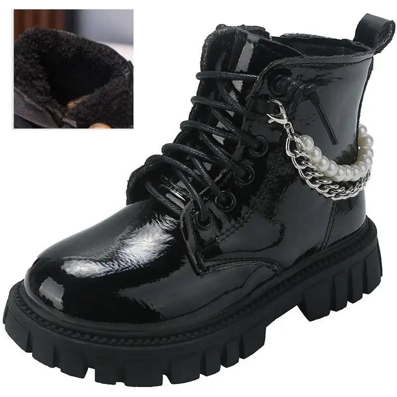 Girls Boots Children Beading Short Boots Student Shoes Kids Waterproof Outdoor Boots Autumn Spring New Non-slip Boots