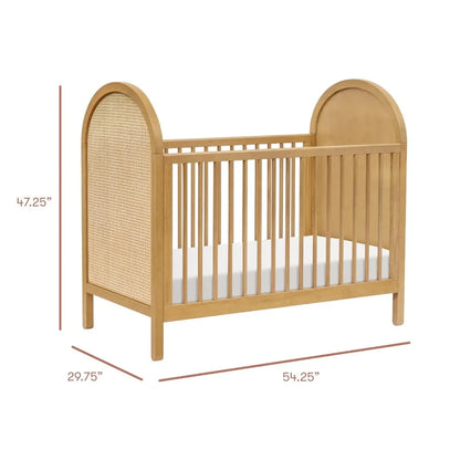 Bondi Cane 3-in-1 Convertible Crib with Toddler Bed Conversion Kit in Honey with Natural Cane, Greengard Gold Certified