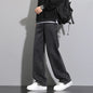 2026 New Korean Men's Casual Long Jeans Classic Man Straight Denim Wide-leg Pants Solid Color Light Blue Grey Black 3XL
