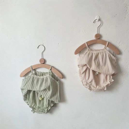 MILANCEL Baby Girls Clothes Striped Camisole And Bloomers 2 Pcs Baby Girls Clothes New born Baby Clothes Set