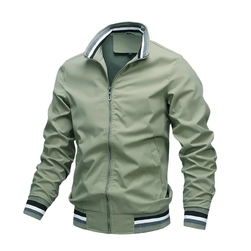 Camel - Men's premium embroidered zippered jacket, casual outdoor sports jacket, fashionable top, spring and autumn, high-quality
