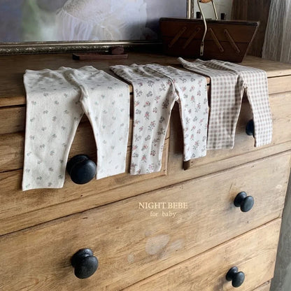 2025 Autumn New Baby Cotton Leggings Girls Floral Pants Toddler Pp Pants Toddler Plaid Leggings Fashion Baby Trousers