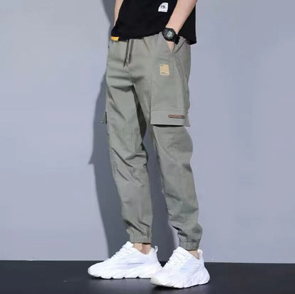 Men Pants Soft Fabric Multi Pockets Elastic Waist Spring Summer Cargo Pants Wear-resistant Jogger Trousers Simple Clothes