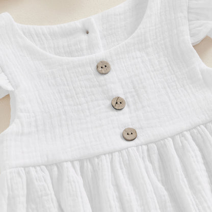 0 to18 Months Baby Girl Clothes White Romper Cute Newborn Clothes Cotton Linen Bodysuit Spring Infant Outfit Baby Items