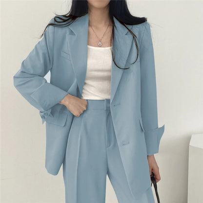 Korean Fashion Spring Women's Suits Casual Top Trousers 2 Piece Sets Women's Outfits Coats Slim Fit Blazers for Women Clothing