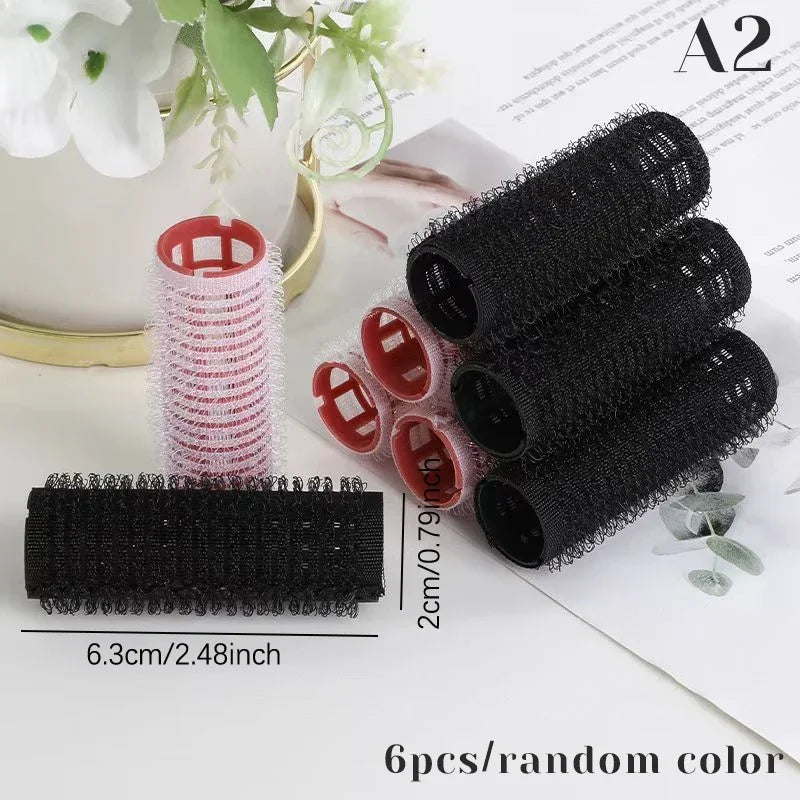 6pcs Hair Rollers Heatless Hair Curlers No Heat Hair Bangs Volume Self-adhesive Hook Curlers DIY Styling Tools & Accessories