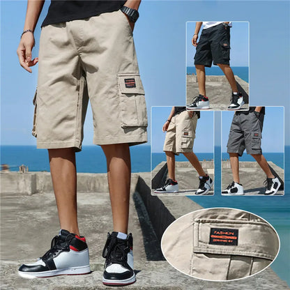 2025 New Summer Men Trend Cargo Shorts Men's Letter Print Pocket Shorts Fashion Casual Straight Shorts Male Ropa Hombre