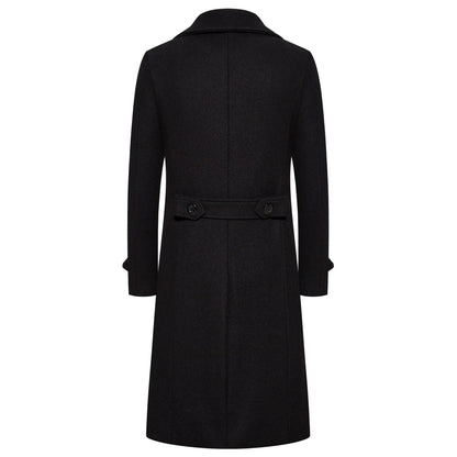 Spring Long Woolen Coats Men Fashion Double Breasted Trench Coats Autumn Turn Down Collar Slim Fit Windbreaker Male Outwear