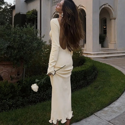 Sexy Ruffled Autumn Fashion Long Dress Women's Slim Long Sleeve Patchwork Elegant 2025 Party Dress Casual Female Mini Dress