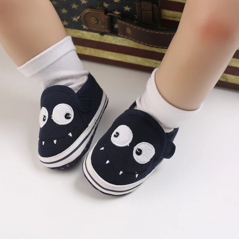 Lucky Blue Newborn Infant Toddler Boy Girl Casual Breathable Soft Cloth Bottom  Anti-slip PU Leather First Walkers Canvas Shoes