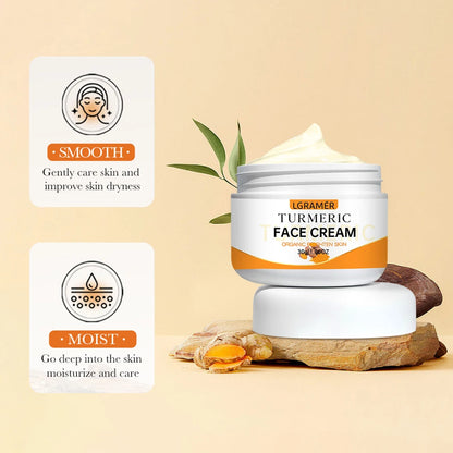 Turmeric Whitening Face Cream Wrinkle Removal Lighten Fine Lines Makes Skin Look More Youthful Brighten Moisturize Facial Care