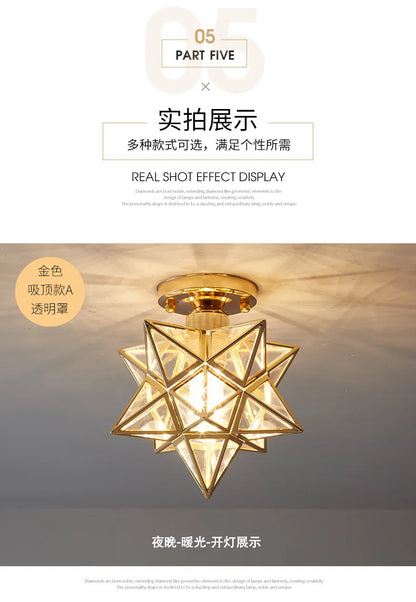 Lamps for Living Room Decor Five-pointed chandelier Modern Balcony Corridor Porch Fashion Network Red Star  Ceiling Light