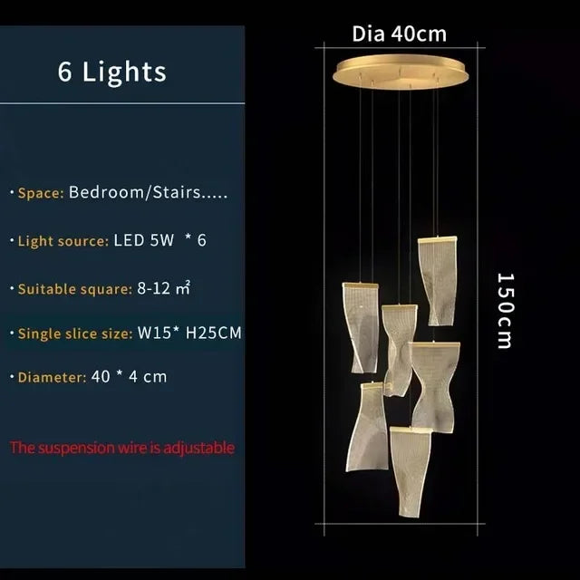 Modern Simple Led Luxurious Duplex Building Large Chandelier Living Room Creative Villa Pendant Lamp Stair Dining Hall Lighting