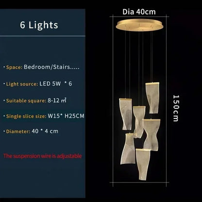 Modern Simple Led Luxurious Duplex Building Large Chandelier Living Room Creative Villa Pendant Lamp Stair Dining Hall Lighting