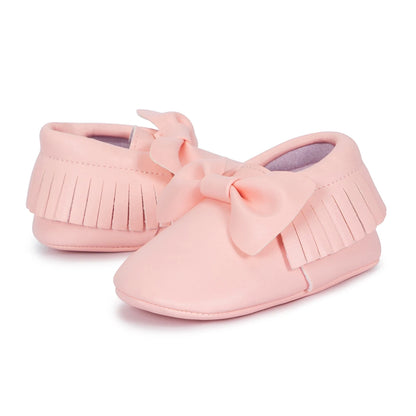 Meckior Baby Shoes Newborn Infant Boy Girl First Walker PU Sofe Sole Princess Bowknot Fringe Toddler Baby Crib Shoes Casual