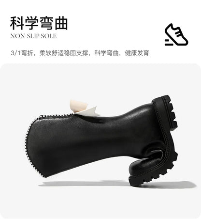 Long Boots for Girls and Children 2026 New Winter Long Leather Boots Princess Foreign Girls Plus Cashmere Shoes
