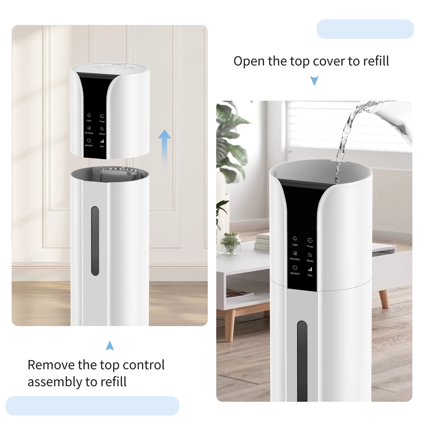 SEJOY Humidifiers for Bedroom Large Room, 9L/2.4Gal Cool Mist Top Fill Humidifier with Essential Oil 360°Nozzle for Baby Office