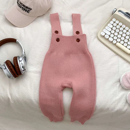 2025 New Autumn Infant Baby Knitted Jumpsuit Overalls Toddler Baby Boys Girl Trousers Knitted Solid Color Newborn Baby Pants