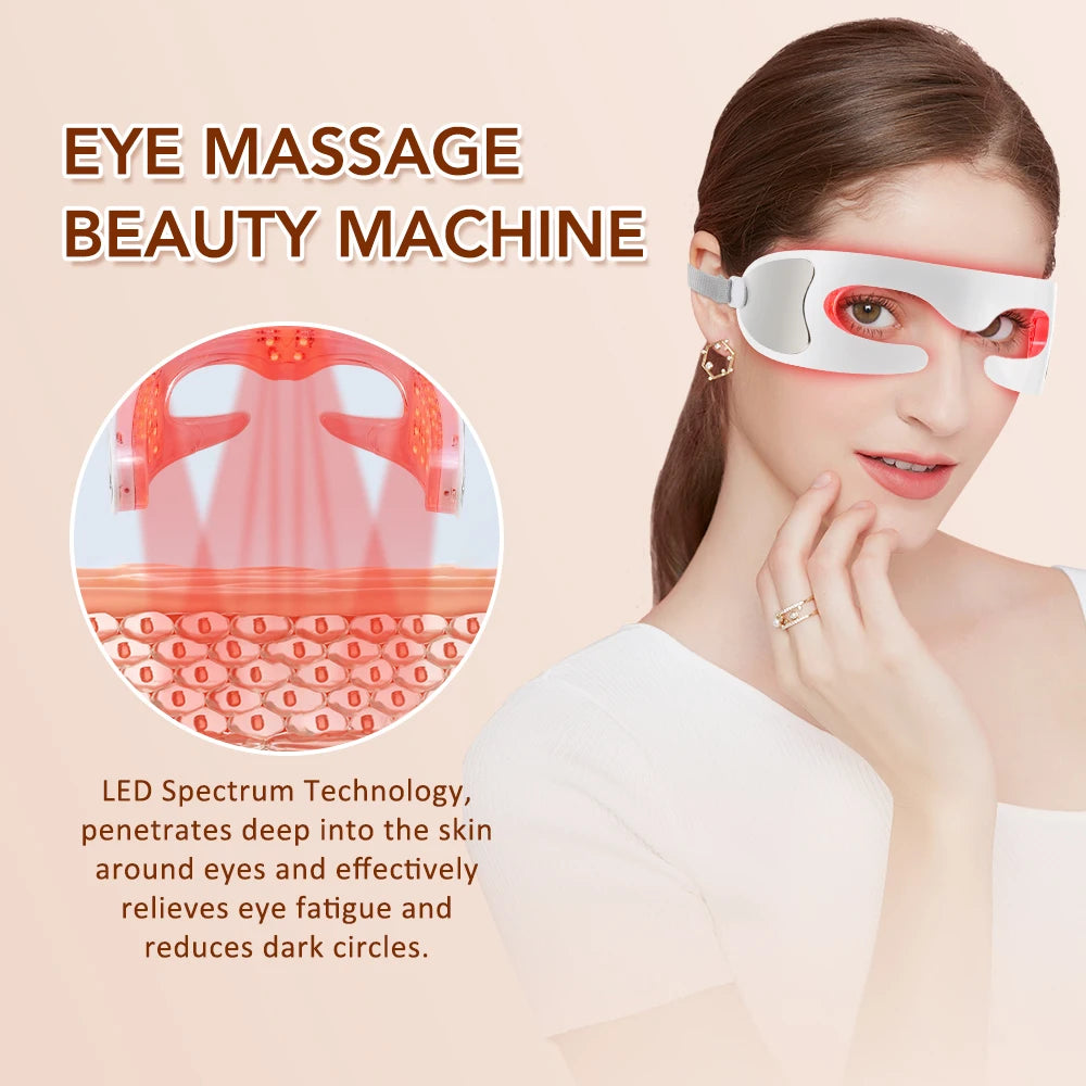 Electric 3D Eye Beauty Device with 3 Modes - Eye Vibrator Massage & 36 LED Light Therapy for Gentle Fatigue Relief And Dark Circ